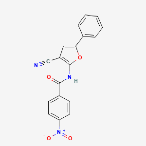 molecular formula C18H11N3O4 B5688265 N-(3-cyano-5-phenylfuran-2-yl)-4-nitrobenzamide 