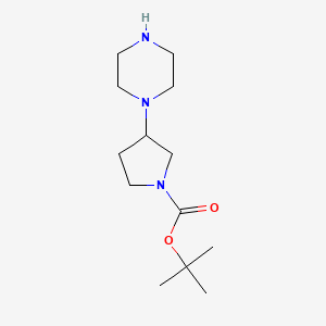 molecular formula C13H25N3O2 B568874 Tert-butyl 3-(piperazin-1-yl)pyrrolidine-1-carboxylate CAS No. 867265-71-2