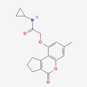 molecular formula C18H19NO4 B5688893 N-cyclopropyl-2-({7-methyl-4-oxo-1H,2H,3H,4H-cyclopenta[c]chromen-9-yl}oxy)acetamide 
