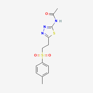 molecular formula C13H15N3O3S2 B5689047 N-{5-[2-(4-Methylbenzenesulfonyl)ethyl]-1,3,4-thiadiazol-2-YL}acetamide 