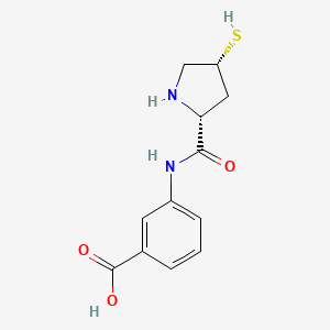 B568912 3-[[(2R,4R)-4-Sulfanylpyrrolidine-2-carbonyl]amino]benzoic acid CAS No. 791582-43-9