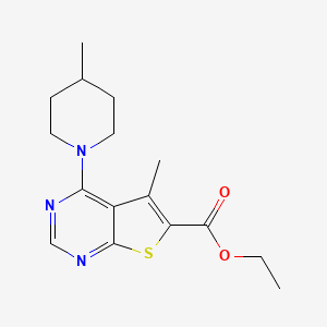 molecular formula C16H21N3O2S B5689244 Ethyl 5-methyl-4-(4-methylpiperidin-1-yl)thieno[2,3-d]pyrimidine-6-carboxylate 