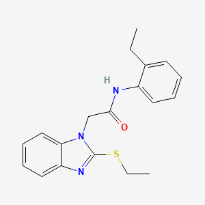 molecular formula C19H21N3OS B5689313 N-(2-ethylphenyl)-2-(2-ethylsulfanylbenzimidazol-1-yl)acetamide 