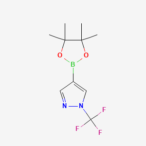 molecular formula C10H14BF3N2O2 B568937 4-(4,4,5,5-tetramethyl-1,3,2-dioxaborolan-2-yl)-1-(trifluoromethyl)-1H-pyrazole CAS No. 1046831-98-4