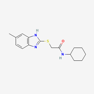 molecular formula C16H21N3OS B5689580 N~1~-CYCLOHEXYL-2-[(5-METHYL-1H-1,3-BENZIMIDAZOL-2-YL)SULFANYL]ACETAMIDE 