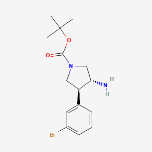 molecular formula C15H21BrN2O2 B568959 (3R,4S)-tert-Butyl 3-Amino-4-(3-bromophenyl)pyrrolidine-1-carboxylate CAS No. 1357072-94-6