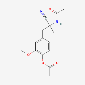 molecular formula C15H18N2O4 B568982 N-[2-[4-(Acetyloxy)-3-methoxyphenyl]-1-cyano-1-methylethyl]acetamide CAS No. 15073-74-2