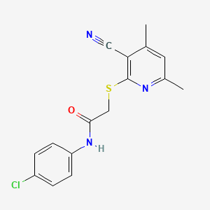molecular formula C16H14ClN3OS B5690177 N-(4-chlorophenyl)-2-(3-cyano-4,6-dimethylpyridin-2-yl)sulfanylacetamide 