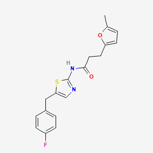 molecular formula C18H17FN2O2S B5690611 N-[5-(4-fluorobenzyl)-1,3-thiazol-2-yl]-3-(5-methylfuran-2-yl)propanamide 