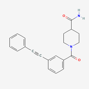 molecular formula C21H20N2O2 B5690807 1-[3-(2-Phenylethynyl)benzoyl]piperidine-4-carboxamide 