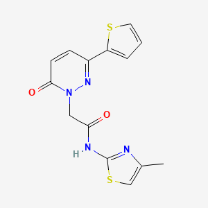 molecular formula C14H12N4O2S2 B5691240 N-(4-methylthiazol-2-yl)-2-(6-oxo-3-(thiophen-2-yl)pyridazin-1(6H)-yl)acetamide 