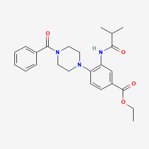 molecular formula C24H29N3O4 B5691288 ETHYL 4-(4-BENZOYLPIPERAZIN-1-YL)-3-(2-METHYLPROPANAMIDO)BENZOATE 