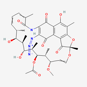molecular formula C37H44N4O12 B569130 [(7S,11S,12R,13S,14R,15R,16R,17S,18S)-26-Azido-2,15,17-trihydroxy-11-methoxy-3,7,12,14,16,18,22-heptamethyl-6,23,27,29-tetraoxo-8,30-dioxa-24-azatetracyclo[23.3.1.14,7.05,28]triaconta-1(28),2,4,9,19,21,25-heptaen-13-yl] acetate CAS No. 59886-91-8