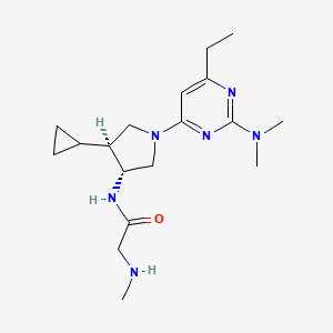 molecular formula C18H30N6O B5691584 N-[(3R,4S)-4-cyclopropyl-1-[2-(dimethylamino)-6-ethylpyrimidin-4-yl]pyrrolidin-3-yl]-2-(methylamino)acetamide 