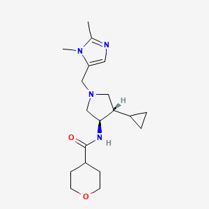 molecular formula C19H30N4O2 B5692001 N-[(3R,4S)-4-cyclopropyl-1-[(2,3-dimethylimidazol-4-yl)methyl]pyrrolidin-3-yl]oxane-4-carboxamide 