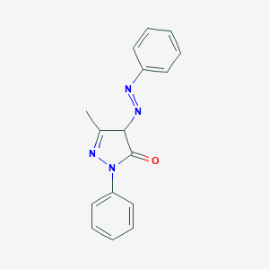 molecular formula C16H14N4O B056921 3H-Pyrazol-3-one, 2,4-dihydro-5-methyl-2-phenyl-4-(phenylazo)- CAS No. 119371-24-3