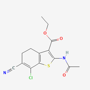 molecular formula C14H13ClN2O3S B5692186 Ethyl 2-acetamido-7-chloro-6-cyano-4,5-dihydro-1-benzothiophene-3-carboxylate 