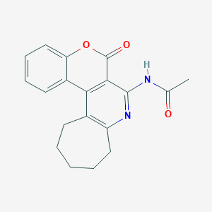 molecular formula C19H18N2O3 B5692329 N-(6-oxo-6,9,10,11,12,13-hexahydrochromeno[4,3-d]cyclohepta[b]pyridin-7-yl)acetamide 