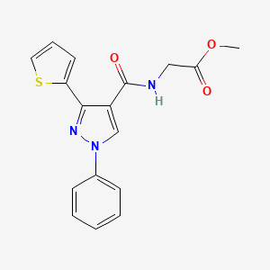 molecular formula C17H15N3O3S B5692863 Methyl 2-[(1-phenyl-3-thiophen-2-ylpyrazole-4-carbonyl)amino]acetate 