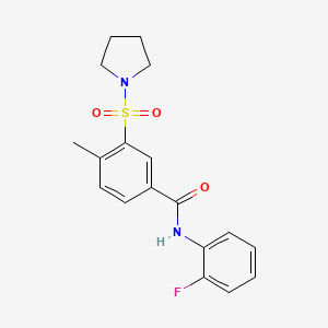 molecular formula C18H19FN2O3S B5693022 N-(2-FLUOROPHENYL)-4-METHYL-3-(PYRROLIDINE-1-SULFONYL)BENZAMIDE 