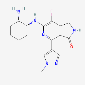 molecular formula C17H21FN6O B569308 6-(((1R,2S)-2-Aminocyclohexyl)amino)-7-fluoro-4-(1-methyl-1H-pyrazol-4-YL)-1,2-dihydro-3H-pyrrolo[3,4-C]pyridin-3-one CAS No. 1312691-33-0