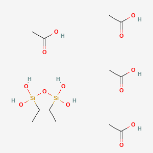 molecular formula C12H30O13Si2 B569321 Acetic acid;ethyl-[ethyl(dihydroxy)silyl]oxy-dihydroxysilane CAS No. 122842-90-4