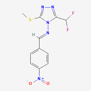molecular formula C11H9F2N5O2S B5693586 N-[3-(DIFLUOROMETHYL)-5-(METHYLSULFANYL)-4H-1,2,4-TRIAZOL-4-YL]-N-[(E)-1-(4-NITROPHENYL)METHYLIDENE]AMINE 