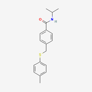 molecular formula C18H21NOS B5693821 N-isopropyl-4-{[(4-methylphenyl)thio]methyl}benzamide 