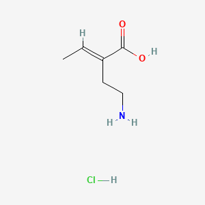 molecular formula C6H12ClNO2 B569383 (E)-2-(2-Aminoethyl)but-2-enoic acid hydrochloride CAS No. 1379403-11-8