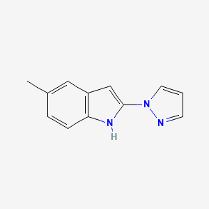 molecular formula C12H11N3 B569391 5-methyl-2-pyrazol-1-yl-1H-indole CAS No. 1256246-38-4