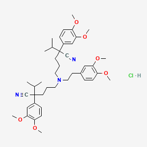 molecular formula C42H58ClN3O6 B569396 VERAPAMIL RELATED COMPOUND D (50 MG) (5,5'-[[2-(3,4)DIMETHOXYPHENYL)ETHYL]IMINO]BIS[2-(3,4-DIMETHOXYPHENYL)-2-(1-METHYLETHYL)PENTANENI-TRILE] HYDROCHLORIDE) CAS No. 190850-50-1