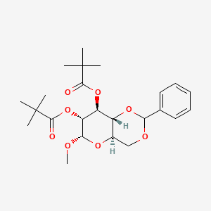 molecular formula C24H34O8 B569448 Methyl 4,6-O-benzylidene-2,3-DI-O-pivaloyl-A-D-glucopyranoside CAS No. 112317-67-6