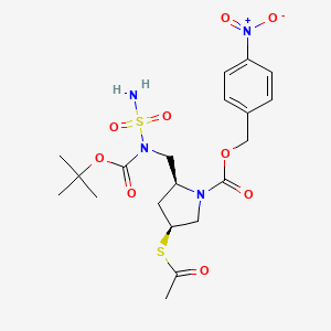 molecular formula C20H28N4O9S2 B569461 4-Nitrobenzyl (2S,4S)-4-acetylthio-2-[[N-sulfamoyl-N-(tert-butoxycarbonyl)amino]methyl]pyrrolidine-1-carboxylate CAS No. 491878-06-9