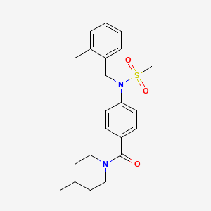 molecular formula C22H28N2O3S B5694906 N-[(2-methylphenyl)methyl]-N-[4-(4-methylpiperidine-1-carbonyl)phenyl]methanesulfonamide 