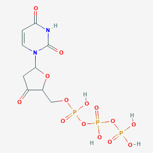 molecular formula C9H13N2O14P3 B056950 [[5-(2,4-Dioxopyrimidin-1-yl)-3-oxooxolan-2-yl]methoxy-hydroxyphosphoryl] phosphono hydrogen phosphate CAS No. 117098-38-1