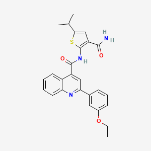 molecular formula C26H25N3O3S B5695298 N-[3-(aminocarbonyl)-5-isopropyl-2-thienyl]-2-(3-ethoxyphenyl)-4-quinolinecarboxamide 
