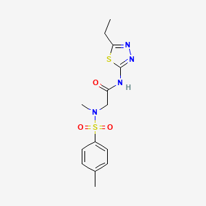 molecular formula C14H18N4O3S2 B5695355 N-(5-ethyl-1,3,4-thiadiazol-2-yl)-2-[methyl-(4-methylphenyl)sulfonylamino]acetamide 