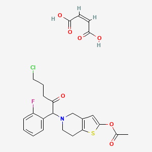 molecular formula C24H25ClFNO7S B569539 5-(5-Chloro-1-(2-fluorophenyl)-2-oxopentyl)-4,5,6,7-tetrahydrothieno[3,2-c]pyridin-2-yl acetate maleate CAS No. 1373350-61-8
