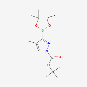 molecular formula C15H25BN2O4 B569540 tert-Butyl 4-methyl-3-(4,4,5,5-tetramethyl-1,3,2-dioxaborolan-2-yl)-1H-pyrazole-1-carboxylate CAS No. 1402174-62-2