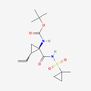 molecular formula C15H24N2O5S B569616 tert-butyl [(1R,2S)-2-ethenyl-1-{[(1-methylcyclopropyl)sulfonyl]carbamoyl}cyclopropyl]carbamate CAS No. 853269-57-5