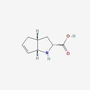 molecular formula C8H11NO2 B569619 (2R,3aR,6aS)-1,2,3,3a,4,6a-Hexahydrocyclopenta[b]pyrrole-2-carboxylic acid CAS No. 114593-95-2