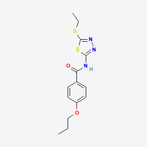 molecular formula C14H17N3O2S2 B5696349 N-[5-(ethylsulfanyl)-1,3,4-thiadiazol-2-yl]-4-propoxybenzamide 