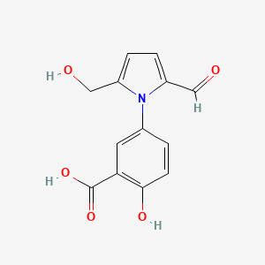 molecular formula C13H11NO5 B569648 Benzoic acid, 5-[2-formyl-5-(hydroxymethyl)-1H-pyrrol-1-yl]-2-hydroxy- CAS No. 876903-48-9