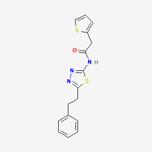 molecular formula C16H15N3OS2 B5696581 N-[5-(2-phenylethyl)-1,3,4-thiadiazol-2-yl]-2-(thiophen-2-yl)acetamide 