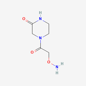 molecular formula C6H11N3O3 B569691 4-[(Aminooxy)acetyl]piperazin-2-one CAS No. 112257-43-9