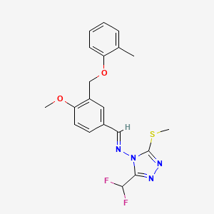 molecular formula C20H20F2N4O2S B5696922 N-[3-(DIFLUOROMETHYL)-5-(METHYLSULFANYL)-4H-1,2,4-TRIAZOL-4-YL]-N-((E)-1-{4-METHOXY-3-[(2-METHYLPHENOXY)METHYL]PHENYL}METHYLIDENE)AMINE 