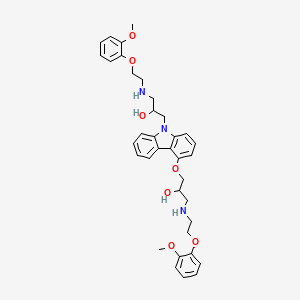 molecular formula C36H43N3O7 B569714 1-(4-(2-Hydroxy-3-(2-(2-methoxyphenoxy)ethylamino)propoxy)-9H-carbazol-9-yl)-3-(2-(2-methoxyphenoxy)ethylamino) propan-2-ol CAS No. 1198090-73-1