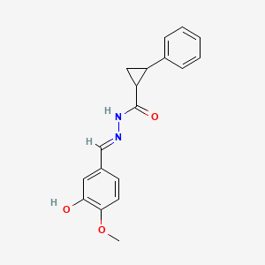 molecular formula C18H18N2O3 B5697425 N'-(3-hydroxy-4-methoxybenzylidene)-2-phenylcyclopropanecarbohydrazide 