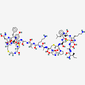B569765 (3S,4S,7R,13S)-N-[(2S)-1-[(2S)-6-amino-1-[(Z)-1-[2-[[(1S,4S,7S,10S,14R,17Z,23S)-7-benzyl-3,6,9,15,21,24-hexahydroxy-4-(2-hydroxy-2-iminoethyl)-23-[(4-hydroxyphenyl)methyl]-12,19-dithia-2,5,8,16,22,25-hexazabicyclo[12.6.5]pentacosa-2,5,8,15,17,21,24-heptaen-10-yl]imino]-2-hydroxyethyl]imino-1-hydroxybut-2-en-2-yl]imino-1-hydroxyhexan-2-yl]imino-1-hydroxypropan-2-yl]-3-[[[(3R,6S,9S,12S,15S)-12-(4-aminobutyl)-15-[[(2S)-2-[[(2S,3S)-2-amino-1-hydroxy-3-methylpentylidene]amino]-1-hydroxypropylidene]amino]-9-benzyl-5,8,11,14-tetrahydroxy-6-(2-methylpropyl)-1-thia-4,7,10,13-tetrazacyclohexadeca-4,7,10,13-tetraen-3-yl]-hydroxymethylidene]amino]-9,12-dihydroxy-4-methyl-2-oxo-5-thia-1,8,11-triazabicyclo[11.3.0]hexadeca-8,11-diene-7-carboximidic acid CAS No. 117978-77-5