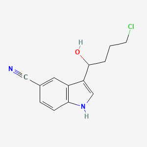 molecular formula C13H13ClN2O B569818 3-(4-chloro-1-hydroxybutyl)-1H-indole-5-carbonitrile CAS No. 1451194-34-5